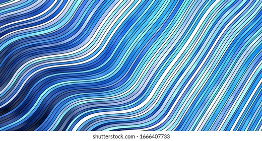 Dark BLUE vector template with curved lines. Gradient illustration in simple style with bows. Smart design for your promotions.