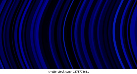 Plantilla vectorial azul oscuro con líneas curvas. Muestra geométrica colorida con curvas degradadas. Mejor diseño para tu anuncio, afiche, banner.