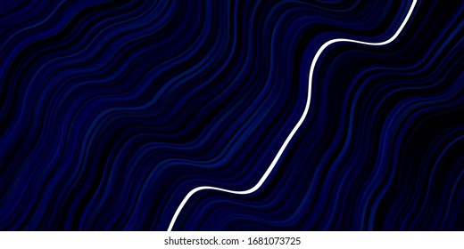 Dark BLUE vector template with curved lines. Illustration in abstract style with gradient curved.  Template for your UI design.