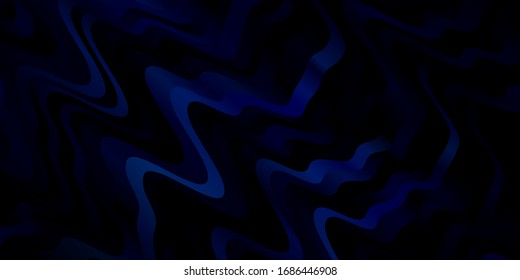 Dark BLUE vector template with curved lines. Bright sample with colorful bent lines, shapes. Pattern for ads, commercials.