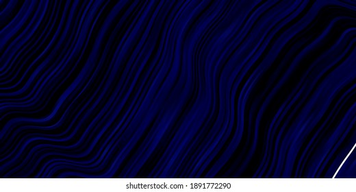 Dark BLUE vector template with curved lines. Colorful illustration in abstract style with bent lines. Best design for your posters, banners.