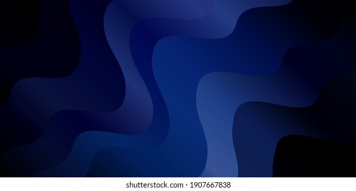 Dark BLUE vector template with curved lines. Abstract illustration with gradient bows. Template for your UI design.