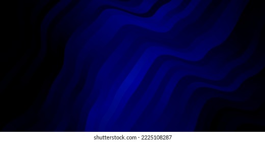 Plantilla de vector azul oscuro con líneas curvas. Ilustración de gradiente abstracto con líneas irregulares. Patrón de anuncios, comerciales.