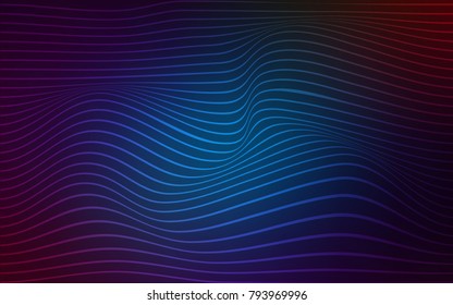 Dark BLUE vector template with curved ribbons. Shining crooked illustration of lines in a brand-new style. Brand-new design for your ads, poster, banner.