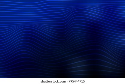 Dark BLUE vector template with curved ribbons. Glitter abstract illustration with wry lines. A new texture for your  ad, booklets, leaflets.