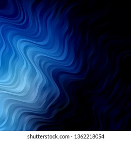 Dark BLUE vector template with curves. Abstract gradient illustration with wry lines. Pattern for busines booklets, leaflets