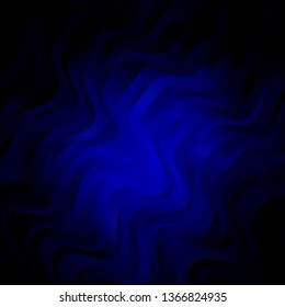 Dark BLUE vector template with curves. Abstract illustration with bandy gradient lines. Pattern for websites, landing pages.