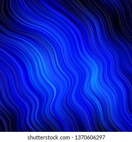Dark BLUE vector template with curves. Colorful illustration with curved lines. Best design for your posters, banners.