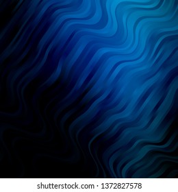 Dark BLUE vector template with curves. Colorful illustration in circular style with lines. Best design for your ad, poster, banner.