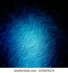 Dark BLUE vector template with curves. Colorful geometric sample with gradient curves.  Pattern for commercials, ads.