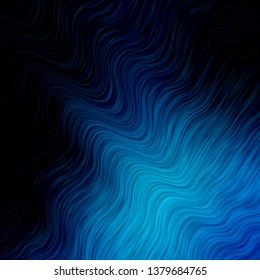 Dark BLUE vector template with curves. Abstract gradient illustration with wry lines. Pattern for ads, commercials.