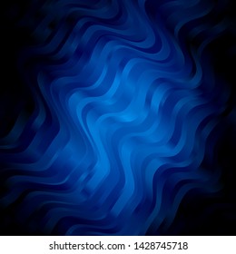 Dark BLUE vector template with curves. Colorful abstract illustration with gradient curves. Template for cellphones.