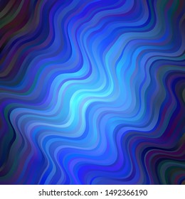 Dark BLUE vector template with curves. Colorful illustration in abstract style with bent lines. Pattern for ads, commercials.