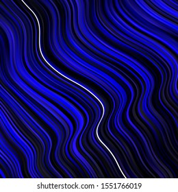 Dark BLUE vector template with curves. Abstract illustration with bandy gradient lines. Smart design for your promotions.
