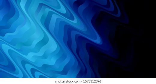 Dark BLUE vector template with curves. Abstract gradient illustration with wry lines. Pattern for booklets, leaflets.