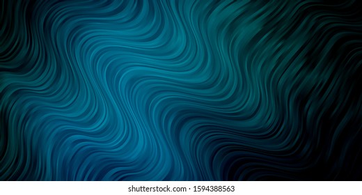 Dark BLUE vector template with curves. Abstract illustration with bandy gradient lines. Best design for your ad, poster, banner.