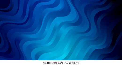 Dark BLUE vector template with curves. Abstract illustration with gradient bows. Best design for your posters, banners.