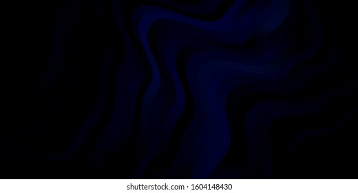 Dark BLUE vector template with curves. Abstract gradient illustration with wry lines. Best design for your ad, poster, banner.
