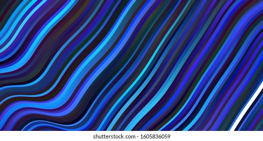 Dark BLUE vector template with curves. Colorful illustration in circular style with lines. Template for your UI design.