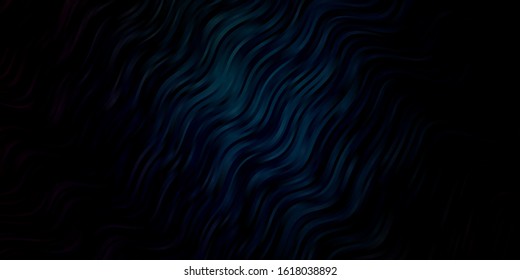 Dark BLUE vector template with curves. Abstract illustration with bandy gradient lines. Pattern for commercials, ads.