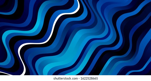 Dark BLUE vector template with curves. Abstract illustration with gradient bows. Best design for your posters, banners.