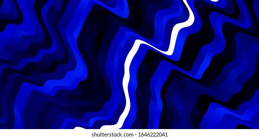 Plantilla vectorial azul oscuro con curvas. Ilustración colorida en estilo abstracto con líneas dobladas.  Patrón de anuncios, comerciales.