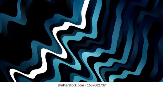 Dark BLUE vector template with curves. Abstract illustration with bandy gradient lines. Pattern for websites, landing pages.