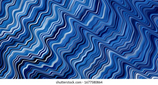 Dark BLUE vector template with curves. Illustration in abstract style with gradient curved.  Best design for your ad, poster, banner.