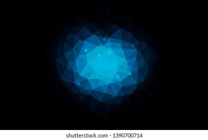 DARK BLUE vector  template with doodle hearts. Decorative shining illustration with hearts on abstract template. Pattern for valentine's ad, booklets.