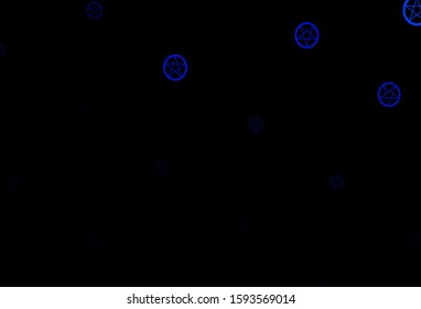 Dark BLUE vector template with esoteric signs. Abstract illustration with gothic gradient shapes. Simple design for occult depiction.