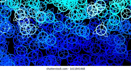 Dark BLUE vector template with esoteric signs. Illustration with magical signs of spiritual power. Simple design for occult depiction.