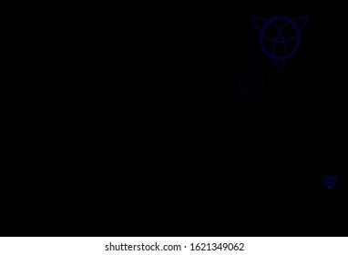 Dark BLUE vector template with esoteric signs. Retro design in abstract style with witchcraft forms. Design for magic, spiritual events.