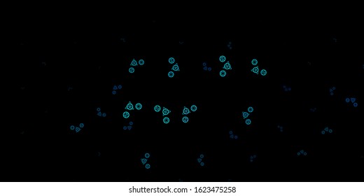 Dark BLUE vector template with esoteric signs. Abstract illustration with gothic gradient shapes. Best design halloween events.