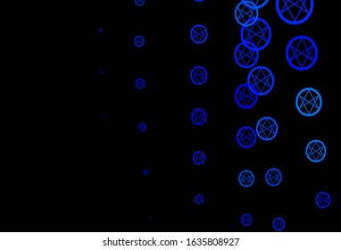 Dark BLUE vector template with esoteric signs. Abstract illustration with gothic gradient shapes. Best design halloween events.