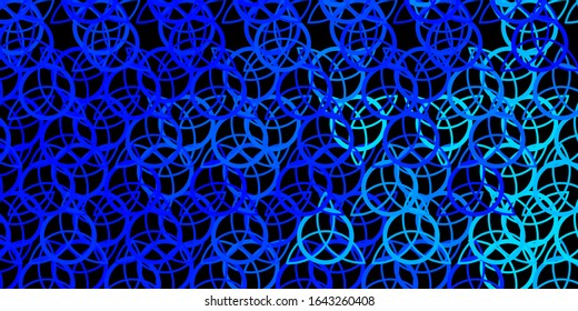 Dark BLUE vector template with esoteric signs. Abstract illustration with gothic gradient shapes. Simple design for occult depiction.