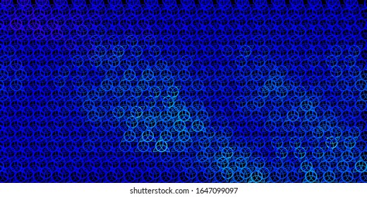 Dark BLUE vector template with esoteric signs. Colorful vintage illustration with gradient alchemy shapes. Design for magic, spiritual events.