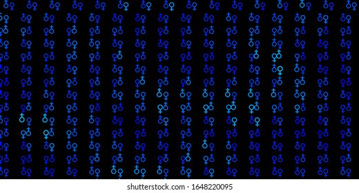 Dark BLUE vector template with esoteric signs. Colorful mystic symbols with a gradient in ancient style. Simple base for your occult design.