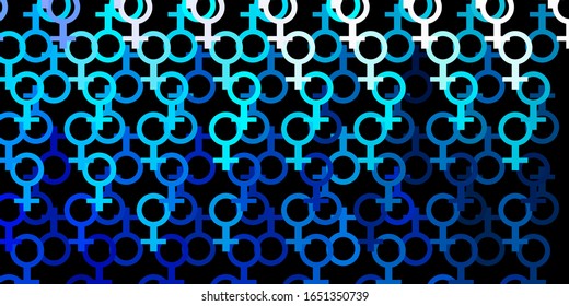 Dark BLUE vector template with esoteric signs. Retro design in abstract style with witchcraft forms. Simple design for occult depiction.