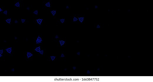 Dark BLUE vector template with esoteric signs. Illustration with magical signs of spiritual power. Simple base for your occult design.