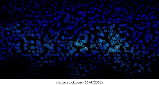 Dark BLUE vector template with esoteric signs. Colorful mystic symbols with a gradient in ancient style. Background for esoteric, mystic designs.