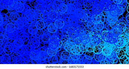 Dark BLUE vector template with esoteric signs. Colorful vintage illustration with gradient alchemy shapes. Background for esoteric, mystic designs.
