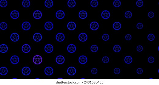Dark BLUE vector template with esoteric signs. Illustration with magical signs of spiritual power. Background for esoteric, mystic designs.