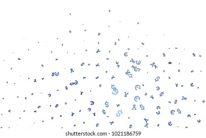 Dark BLUE vector template with Euro, Dollar, Yen. Modern abstract illustration with symbols of money. The pattern can be used for ad, booklets, leaflets of banks.