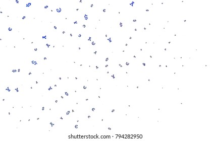 Dark BLUE vector template with Euro, Dollar, Yen. Modern abstract illustration with symbols of money. Smart design for your business advert of economic, wealth.