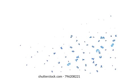 Dark BLUE vector template with Euro, Dollar, Yen. Modern abstract illustration with symbols of money. Best design for your ad, poster, banner of money.