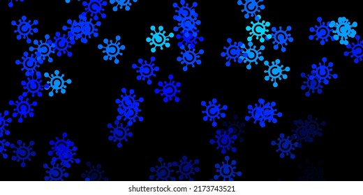 Dark blue vector template with flu signs. Smart illustration with covid signs in decorative style. Design for biohazard warning.