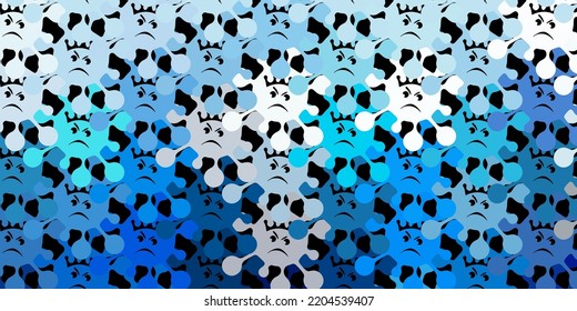 Plantilla de vector azul oscuro con signos de gripe. Diseño simple en estilo abstracto con formas de infección. Mejor diseño para eventos de cuarentena.