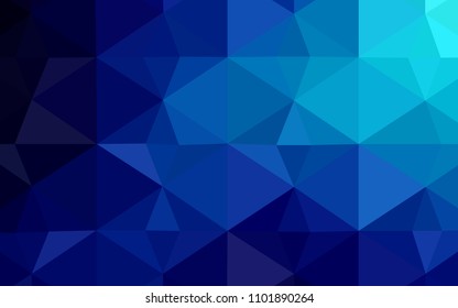 Dark BLUE vector template with gradient triangles. Geometric illustration in Origami style with gradient.  The best triangular design for your business.