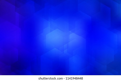 Dark BLUE vector template in hexagonal style. Glitter abstract illustration in hexagonal style. Beautiful design for your business advert.