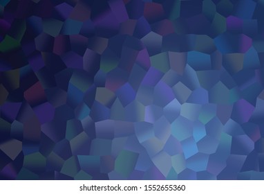 Dark BLUE vector template in hexagonal style. Colorful hexagons on abstract backdrop. Pattern can be used for landing pages.